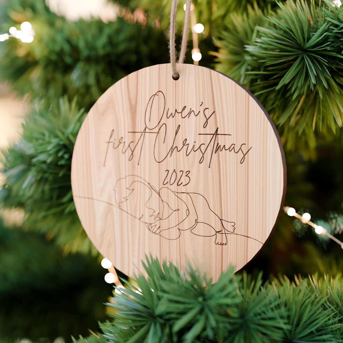 Custom Baby's First Christmas Snuggled Baby Ornament