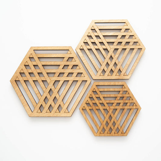Bulk Wooden Trivet Set
