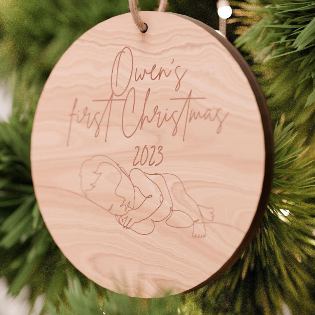 Custom Baby's First Christmas Snuggled Baby Ornament