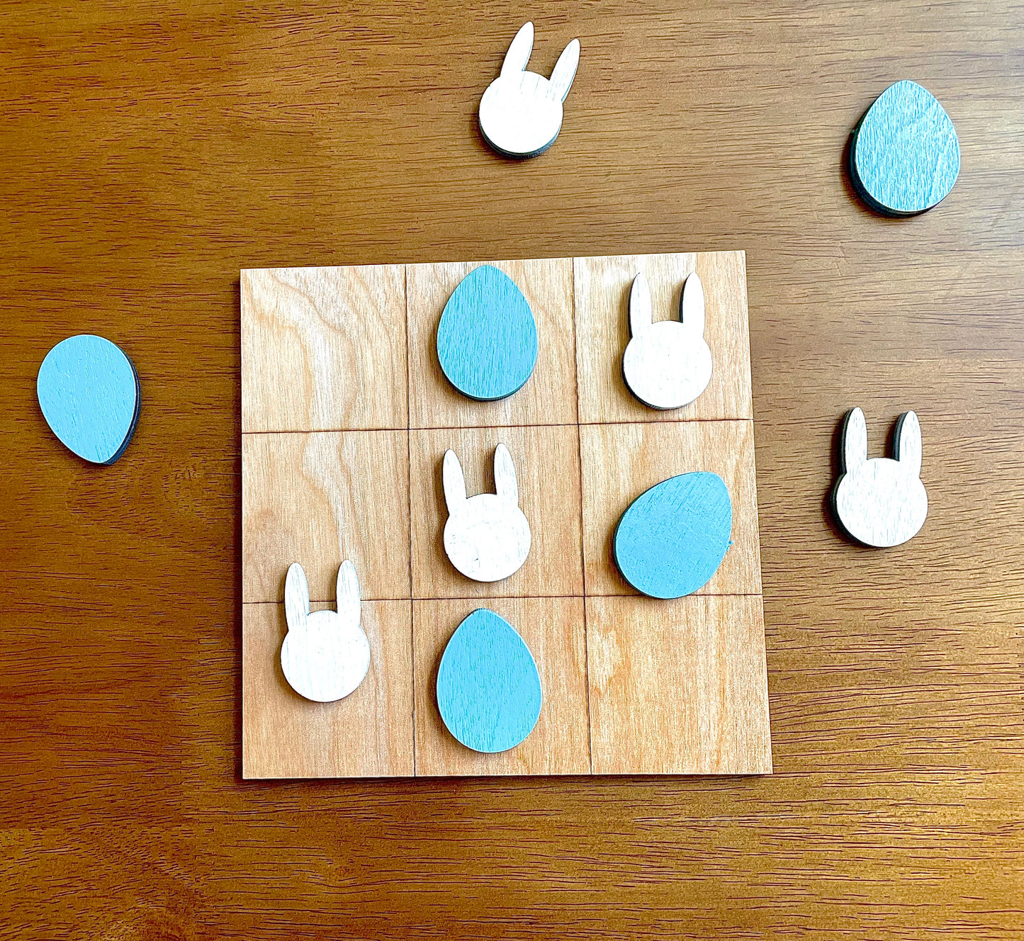Simple Cute Wooden Easter Tic Tac Toe Set