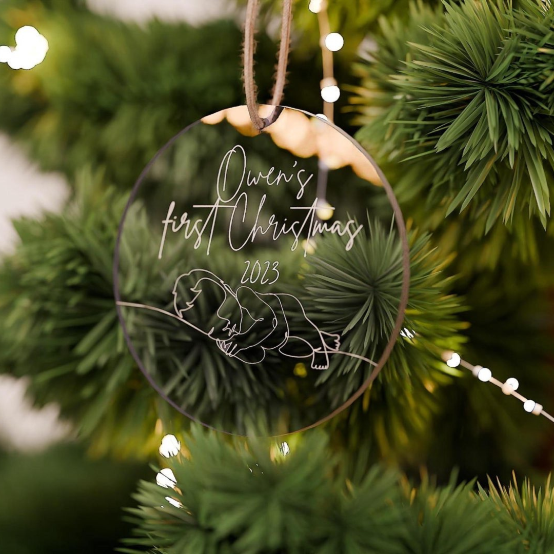 Custom Baby's First Christmas Snuggled Baby Ornament