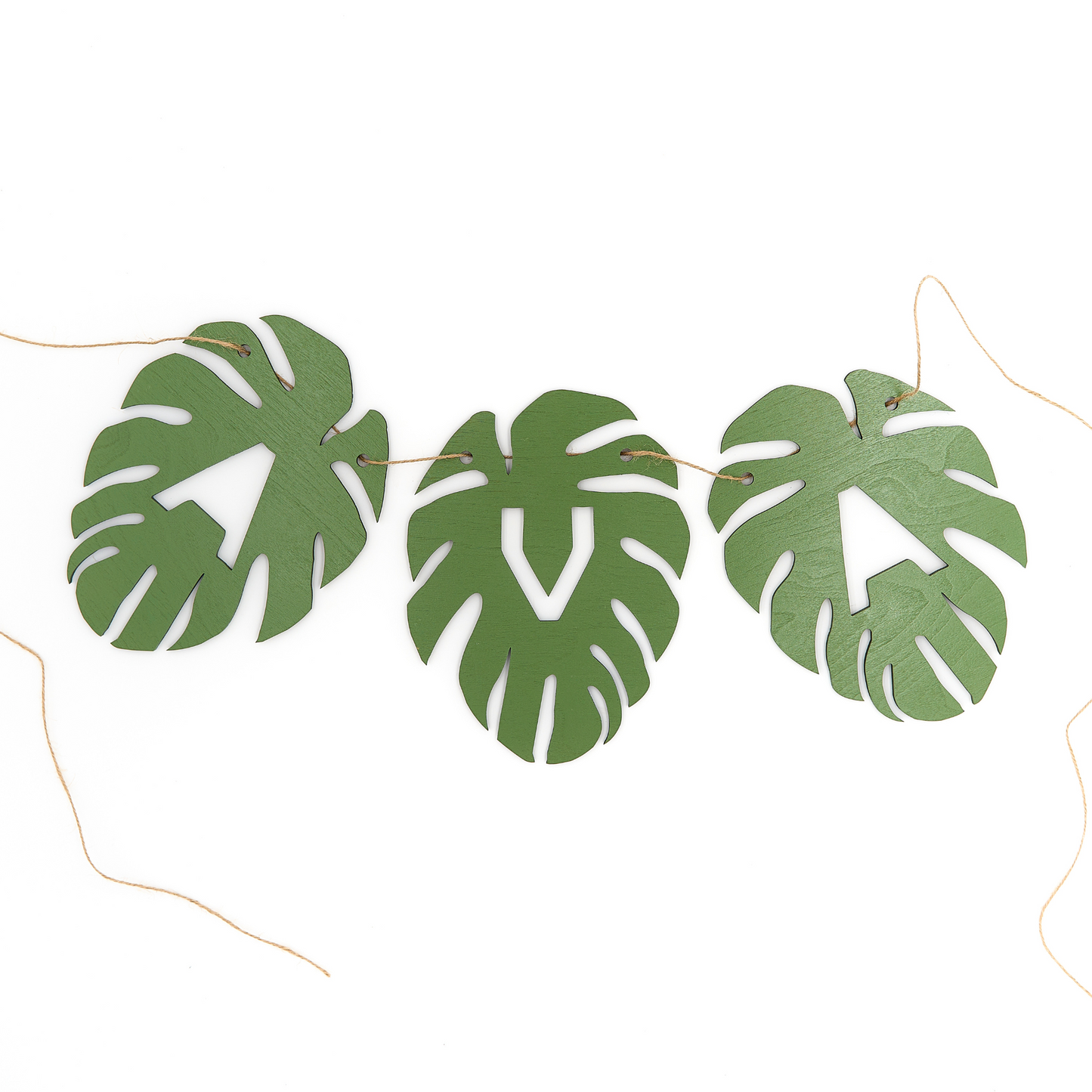 Wood Monstera Leaf Name Banner
