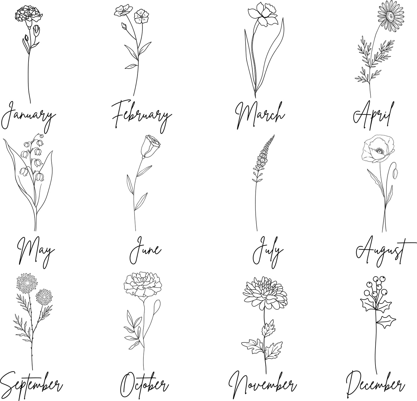 Engraved Birth Flower Garden