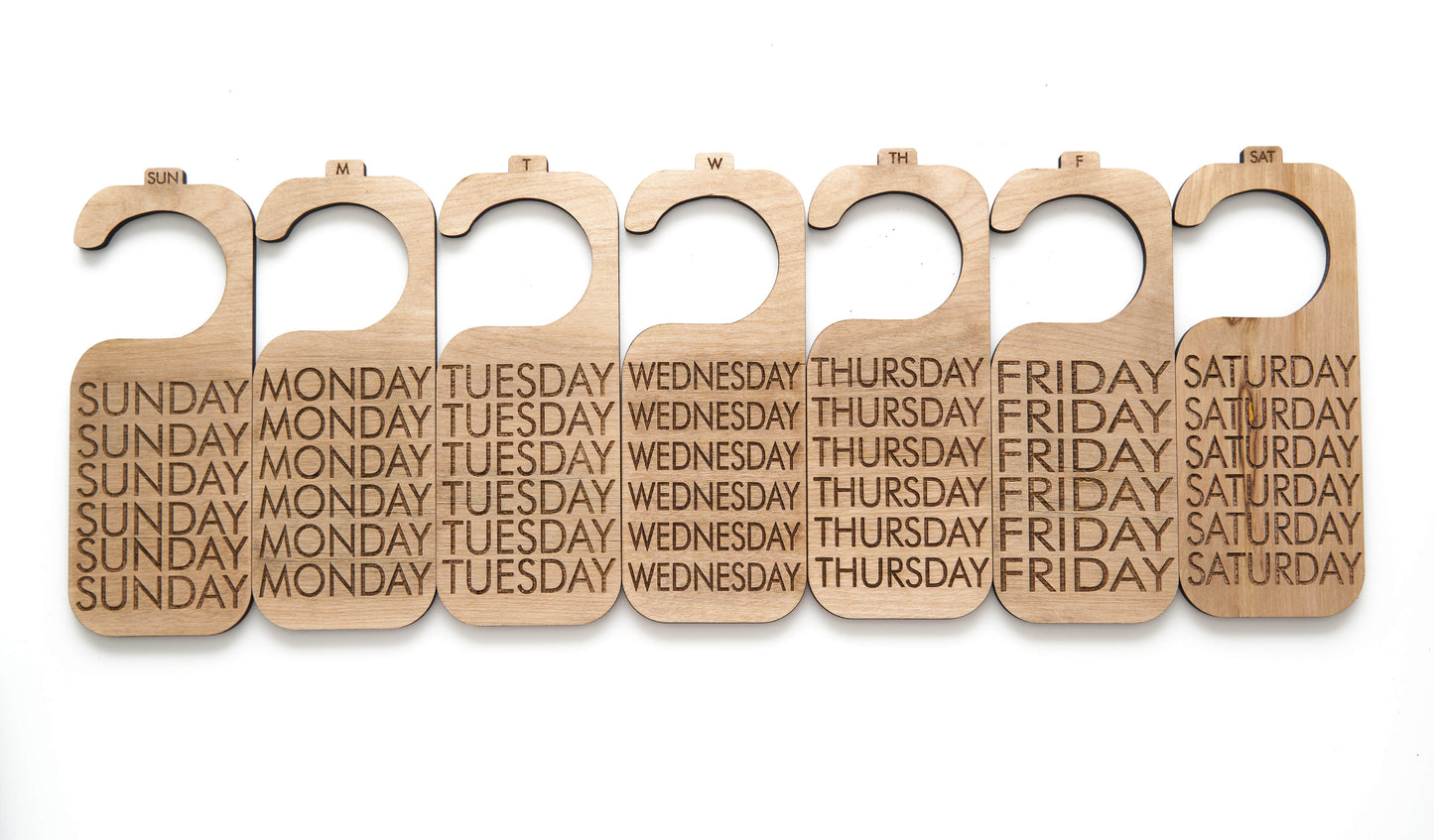 Days of the Week Closet Organizer Hangers