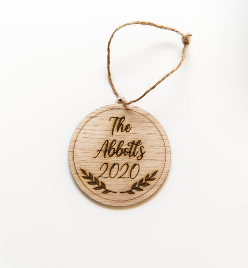 Engraved Family Year Christmas Ornament