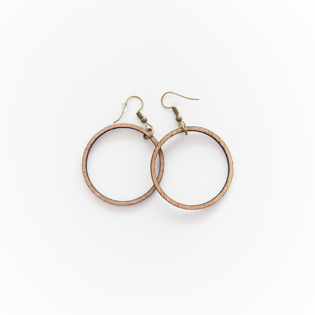 1.5" Wooden Hoop Earrings