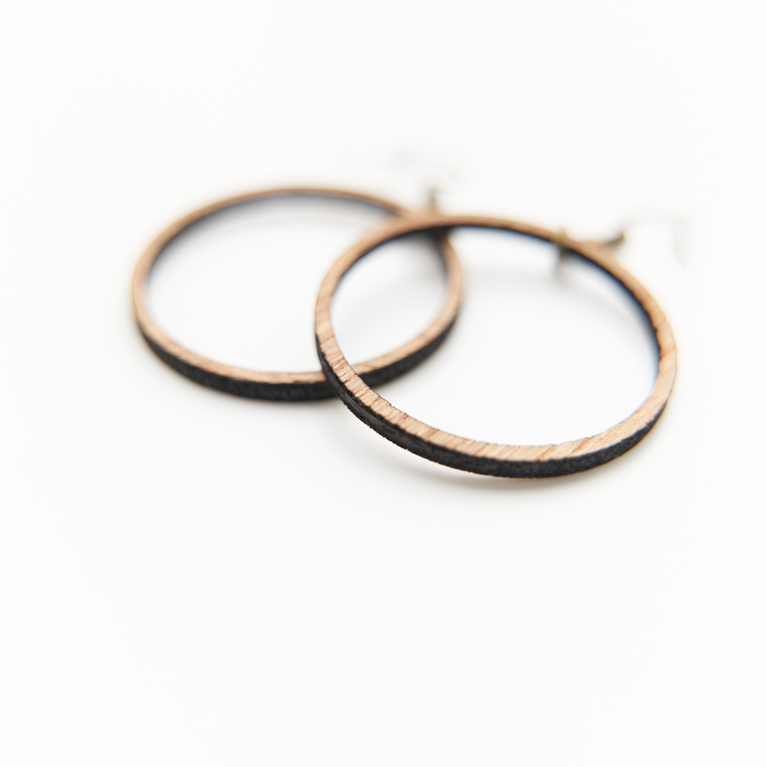1.5" Wooden Hoop Earrings
