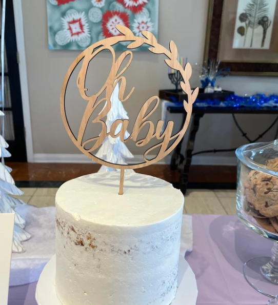 Oh Baby Circle Wreath Cake Topper