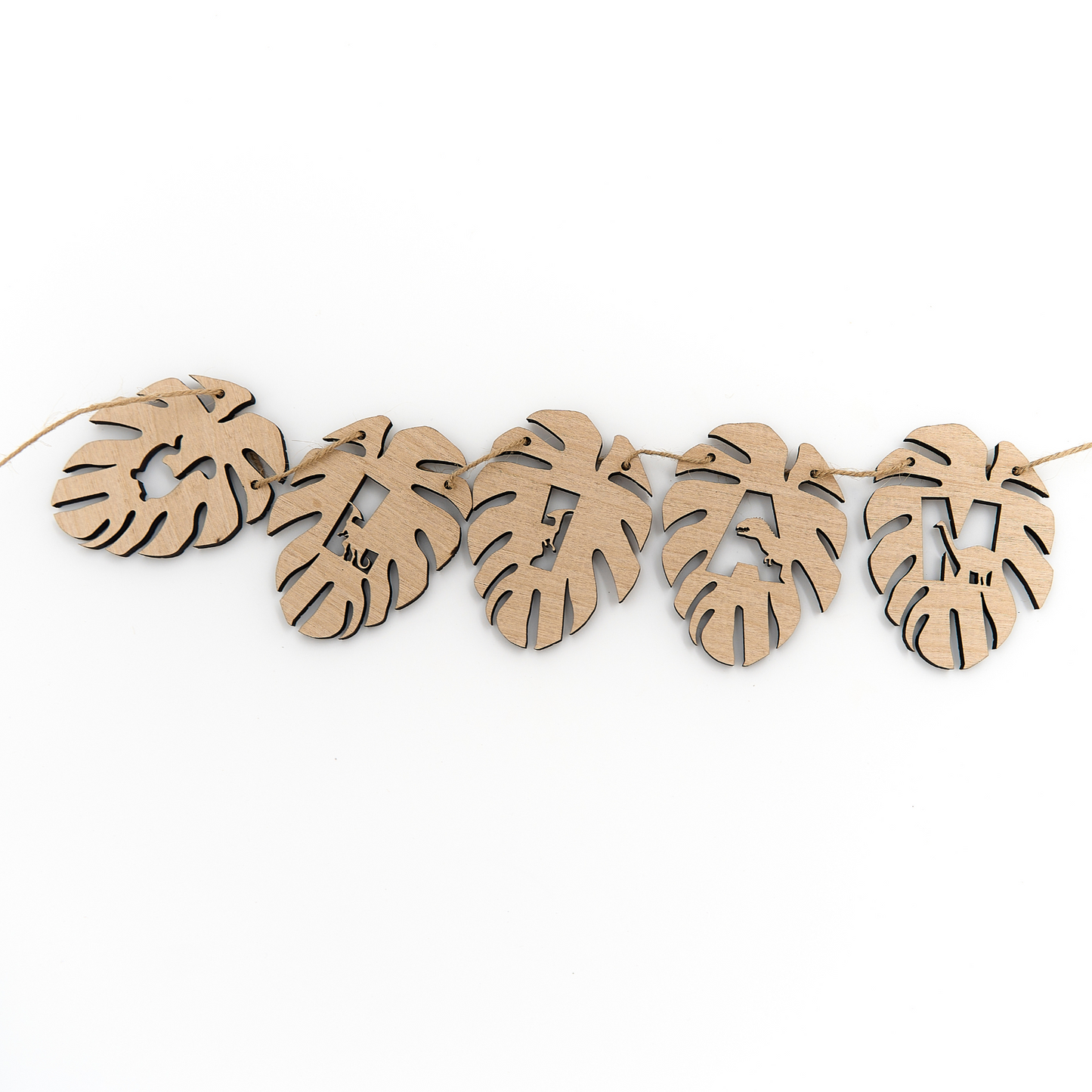 Wood Monstera Leaf Name Banner