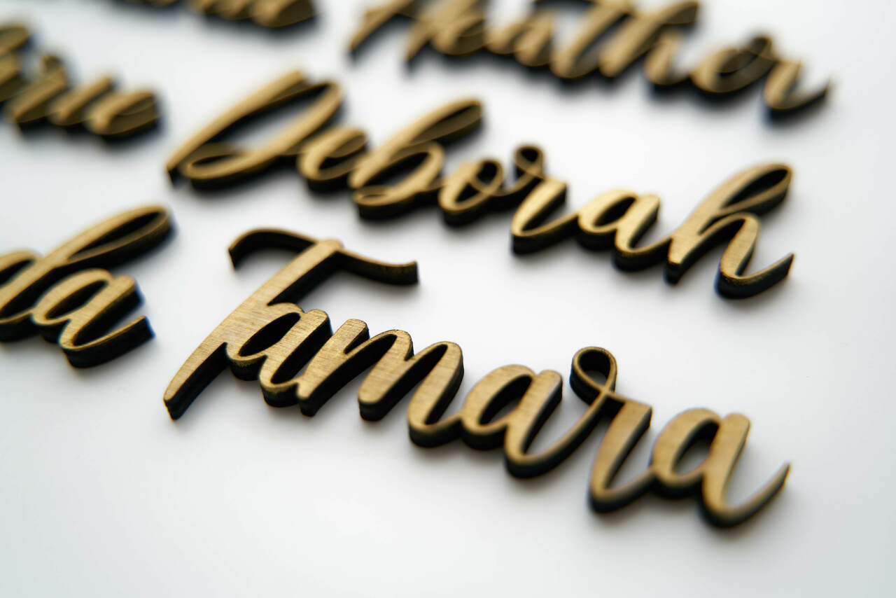 Large Wood Cursive Place Cards