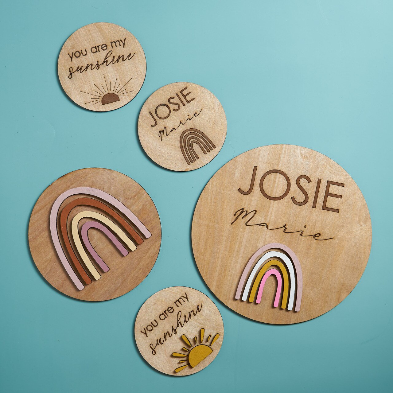 Engraved Circle Rainbow Name Sign