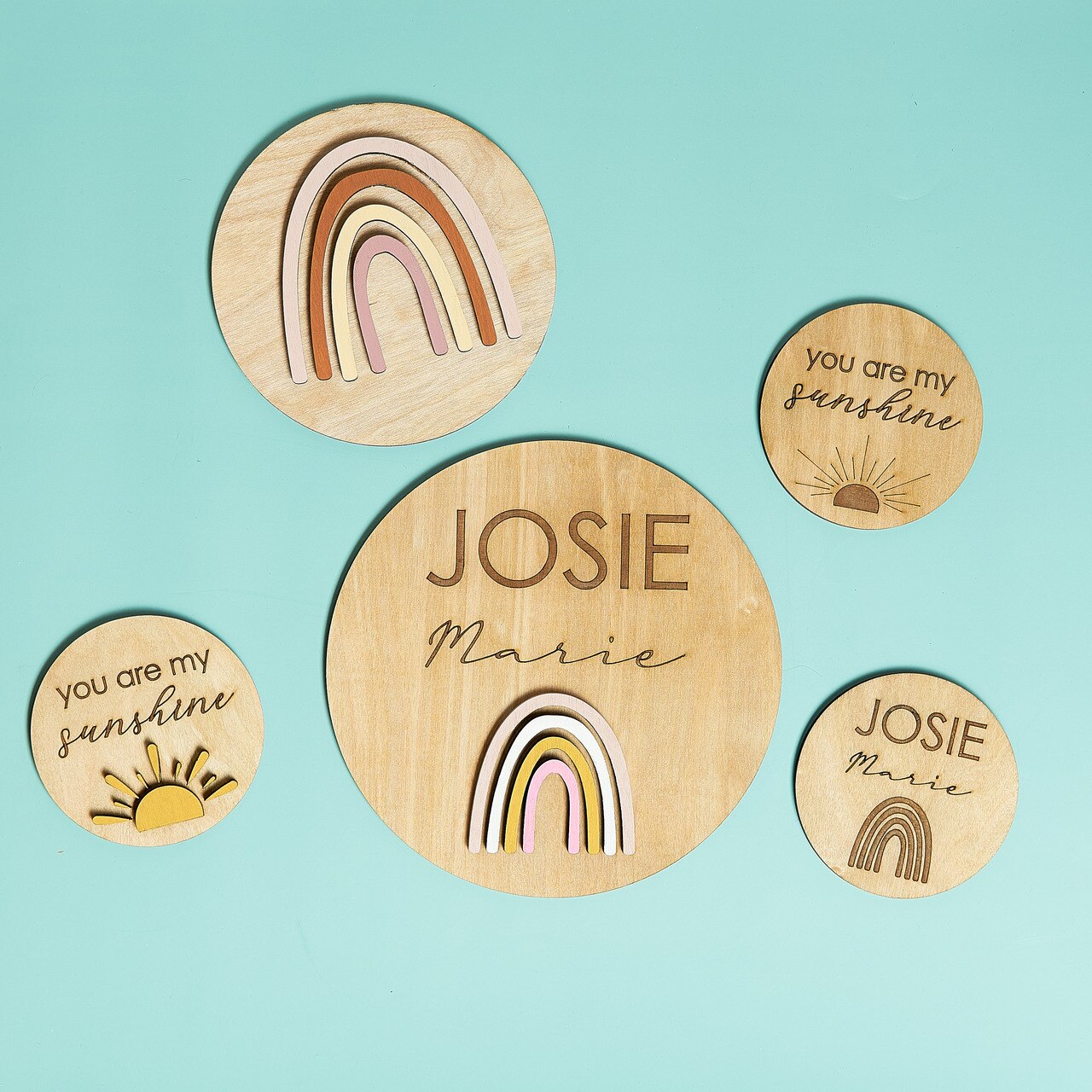 Engraved Circle Rainbow Name Sign