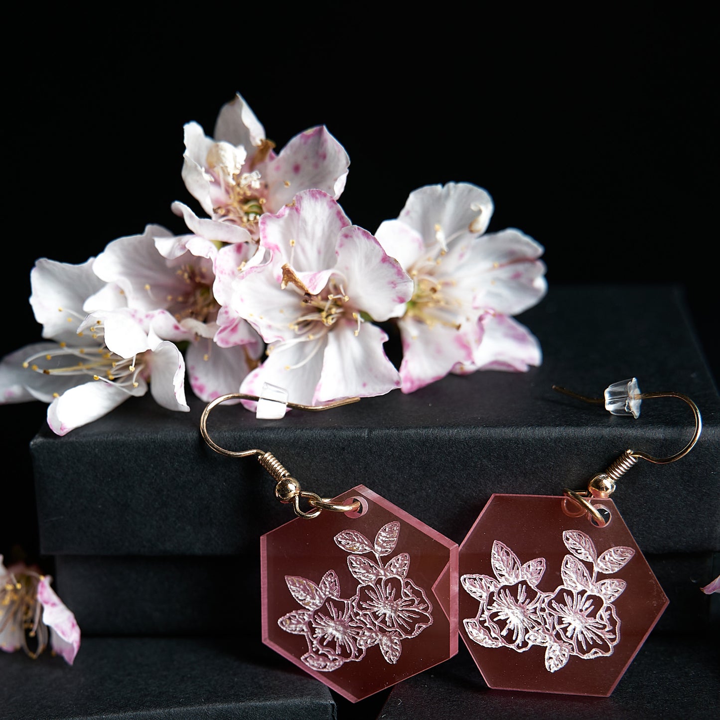 Hexagon Bloom Acrylic Earrings