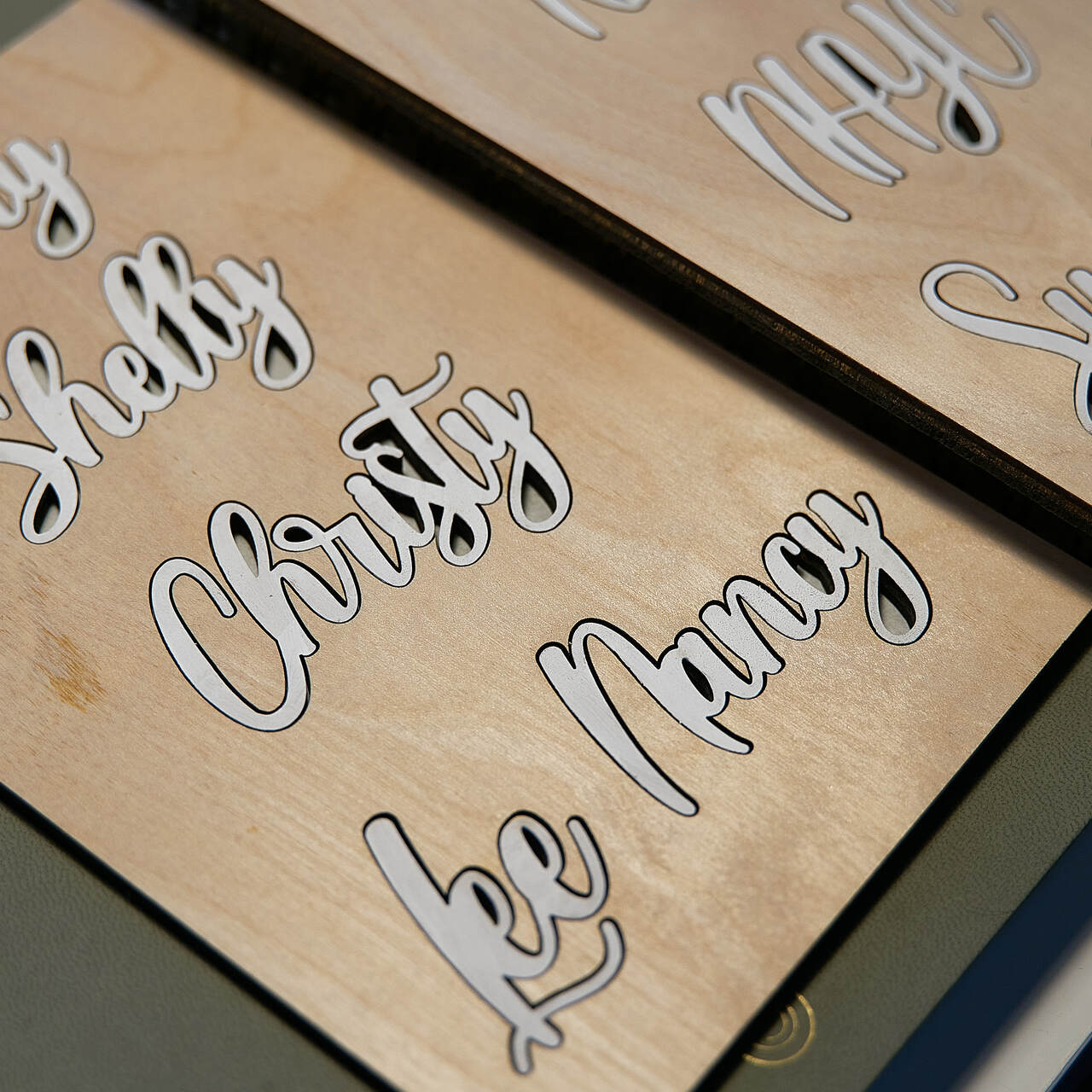 Large Wood Cursive Place Cards