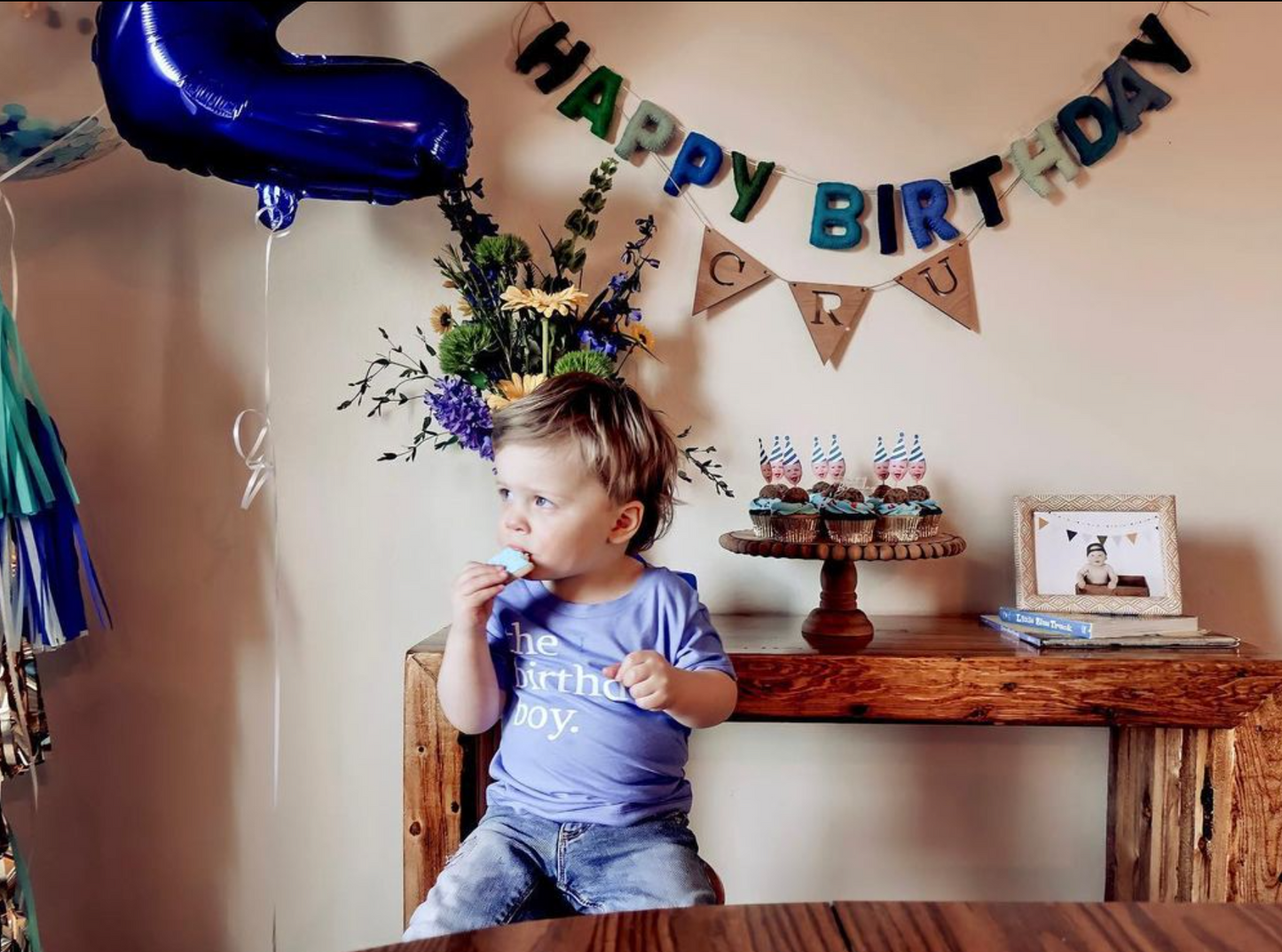 Wood Name Garland Banner