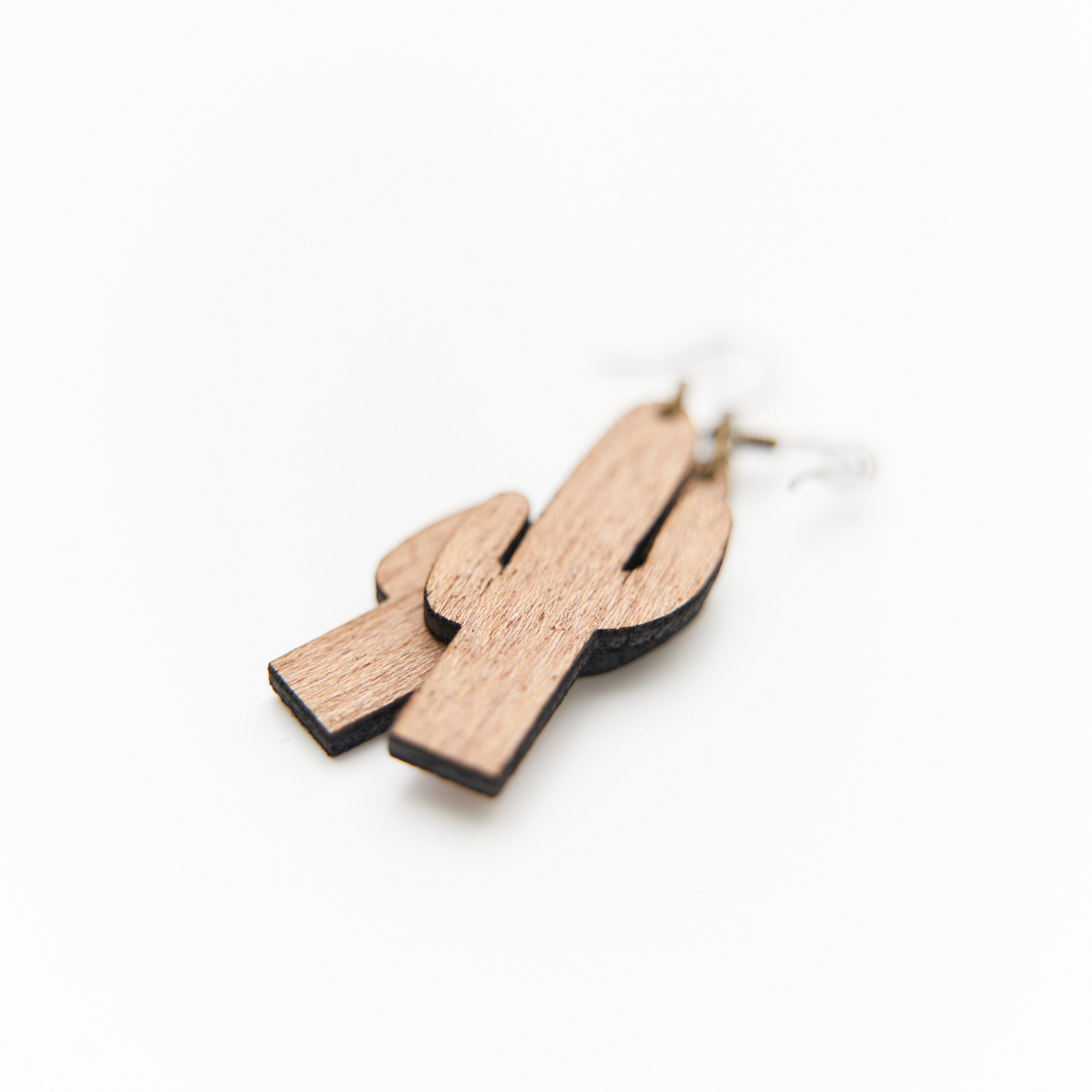 Wood Cactus Earrings