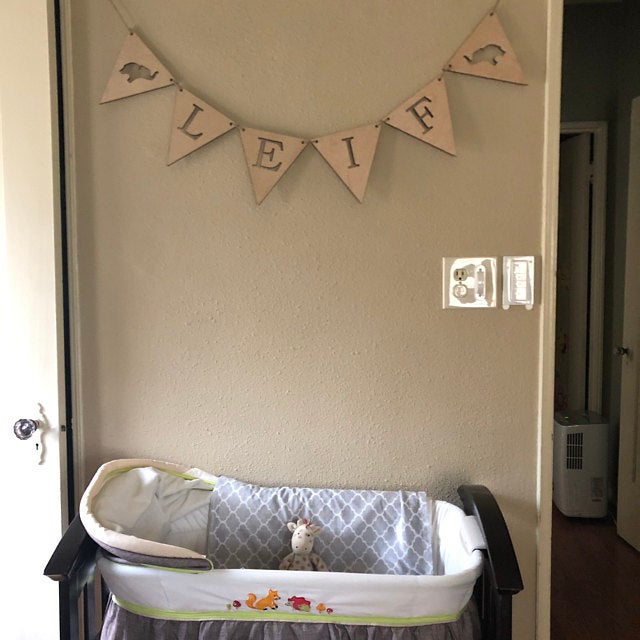 Wood Name Garland Banner